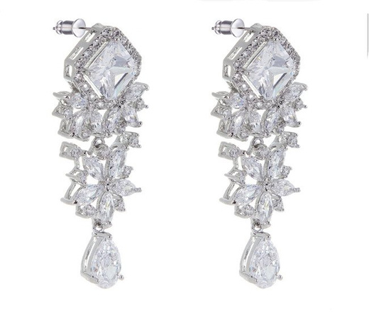 Kol 655/14 KOLCZYKI ślubne, cyrkonie długie