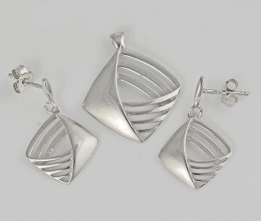 480/219 komplet srebrny w kształcie kwadratów