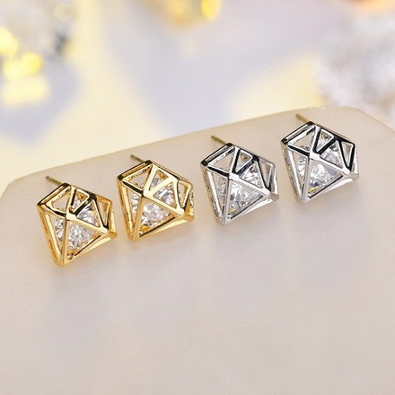 Kol599/907 kolczyki z cyrkoniami diamenty żółte złoto