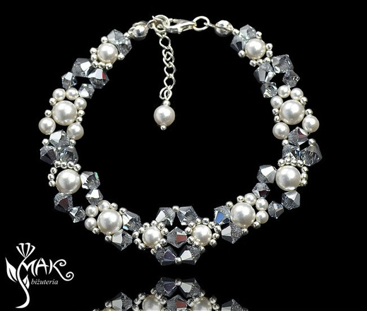 517 biżuteria ślubna komplet Swarovski perełki