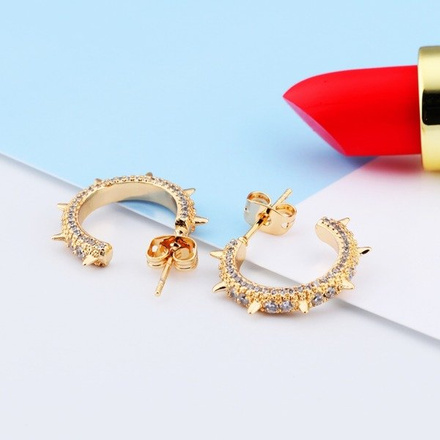 Kol 599/763 kolczyki sztyft kółka z cyrkoniami spike kolce