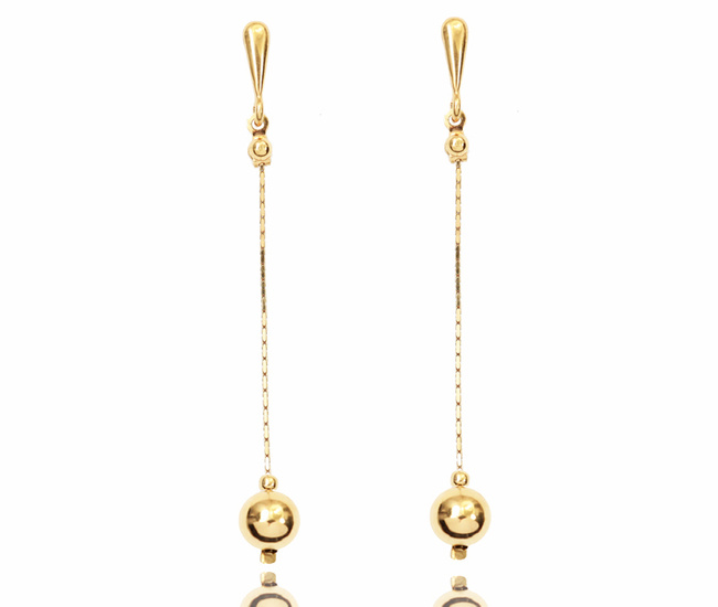 1306/3 kolczyki srebrne 925 złocone z kuleczkami