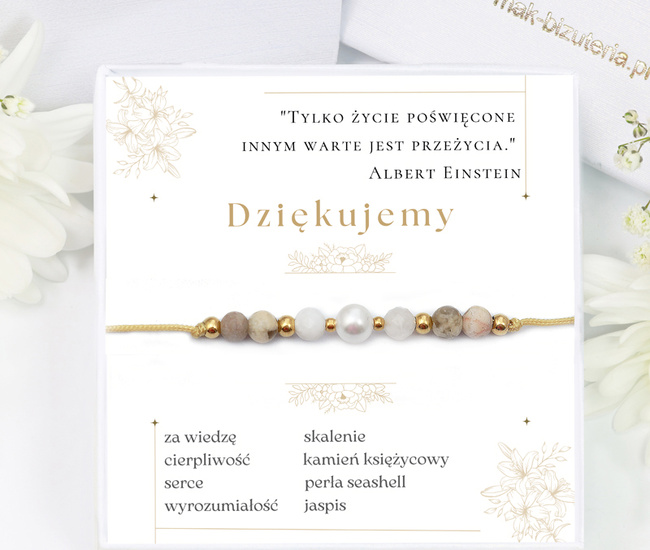 Zestaw dla nauczyciela bransoletka kamnienie naturalne, beżowa 1865/7