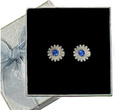 480/141 kolczyki srebrne kwiatuszki z chabrową / niebieską cyrkonią