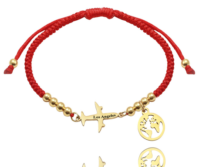 Bransoletka z globusem i grawerowanym samolotem 1854/4