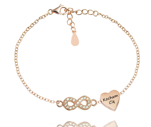 1641/4 bransoletka grawerowana srebro 925 serce znak nieskończoności