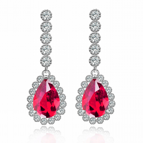 Kol 599/1026 kolczyki ślubne, cyrkonie różowe długie