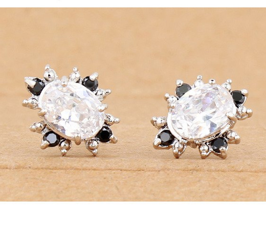 Kol 599/374 KOLCZYKI cyrkonie biało-czarne sztyft