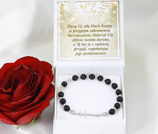 1627/2 bransoletka różaniec srebro 925 z agatu