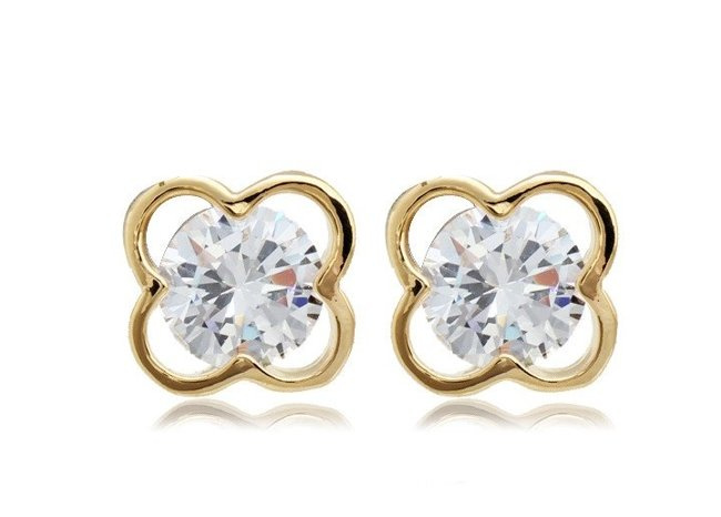 Kol  599/380 kolczyki cyrkonie krystal żółte złoto