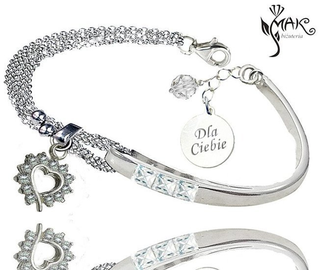BR685 BRANSOLETKA Z GRAWEREM SREBRO 925 SWAROVSKI EL.