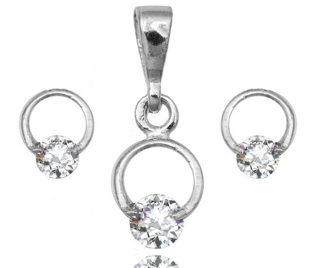 480/336  Komplet srebrny 925, cyrkonią białą kolczyki, wisiorek .