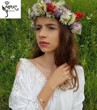 BR944 BRANSOLETKA srebrny łańcuszek 925, górskie szczyty, gór, serce Swarovski El.