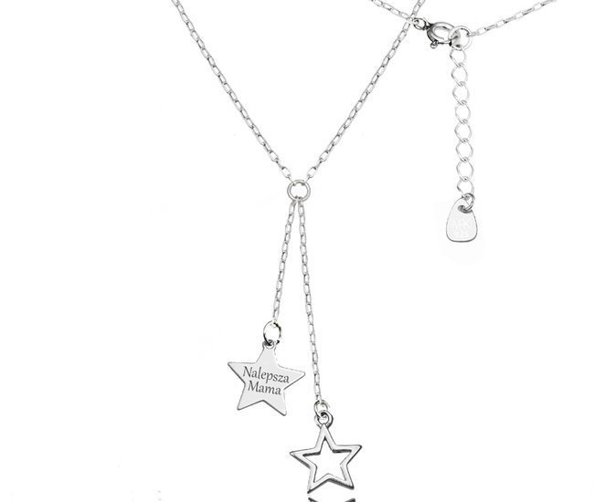 1160 naszyjnik z grawerem krawat, srebro 925 gwiazdki