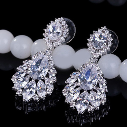 Kol 686/6 KOLCZYKI ślubne, cyrkonie długie Piękne