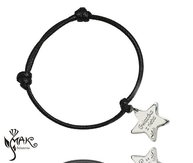 BR822 /9 BRANSOLETKA z grawerem na sznureczku rozgwiazda