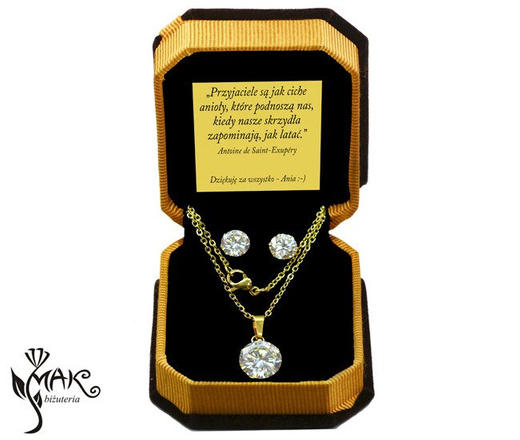 Kpl821/5 komplet złoty stal szlachetna cyrkonia celebrytka
