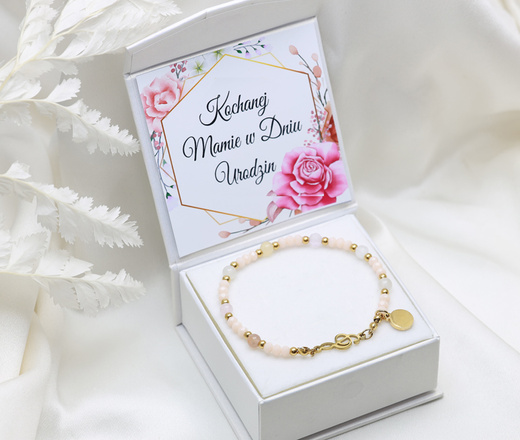 Bransoletka z kamieniami naturalnymi z grawerem klucz wiolinowy 1876/3