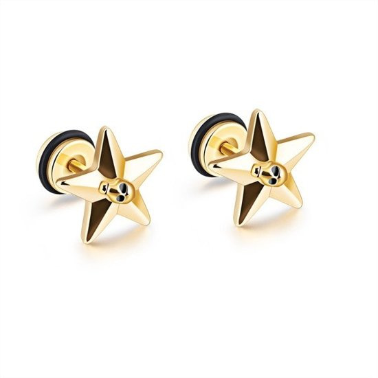Kol 599/549 kolczyki  stal szlachetna koloru złotego, gwiazdki, zapięcie sztyft