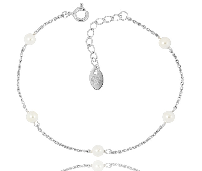 1452 bransoletka srebrna 925  perełki