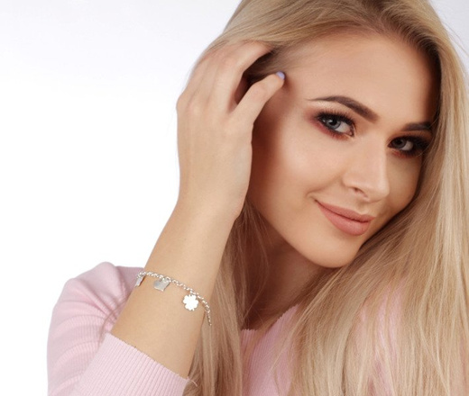 BR994 BRANSOLETKA z GRAWERUNKIEM solidna trzy zawieszki infinity