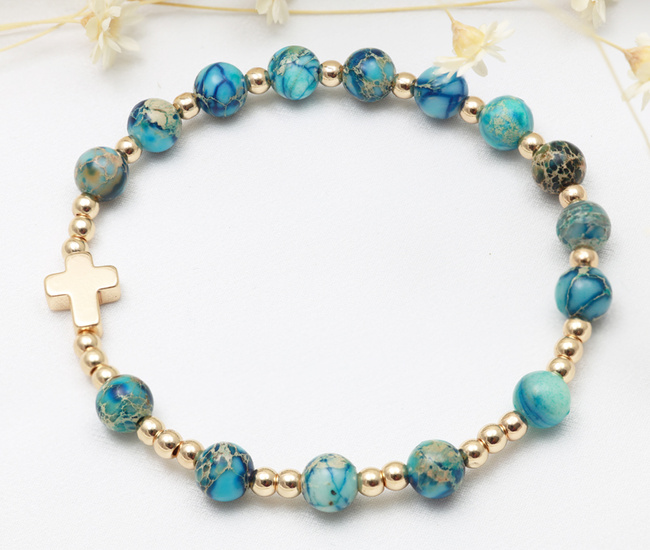 pozłacana bransoletka różaniec 1760/5, jaspis