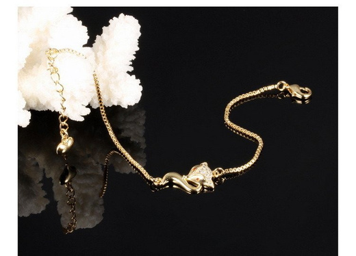 BR599/405 żółte złoto, CYRKONIE BRANSOLETKA lis