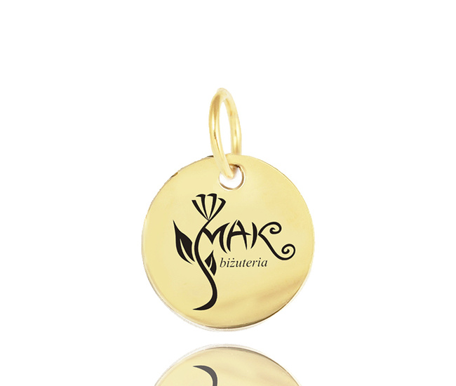 1547 Kółeczko blaszka grawerowana z logo złota stal szlachetna 8 mm Dla firm HURT