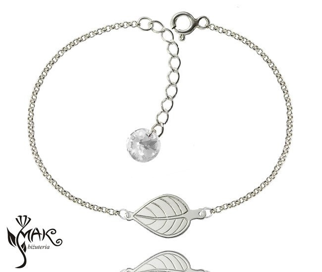 BR772 BRANSOLETKA listek srebro 925 Swarovski Elements CELEBRYTKA