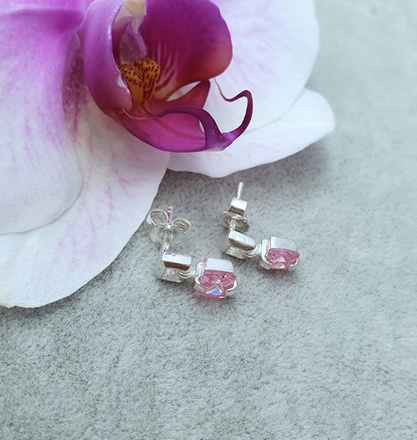 480/344 kolczyki srebrne 925 kwadraciki wiszące różowe