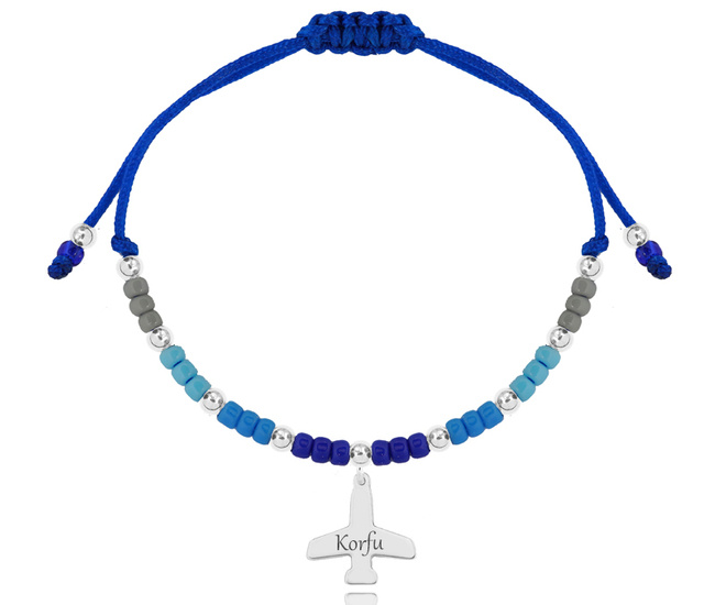 1418 bransoletka z zawieszką pod grawerunek na sznureczku samolot