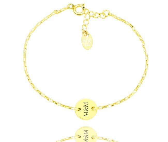 1273 bransoletka grawerowana srebrna 925 pozłacana kółeczko