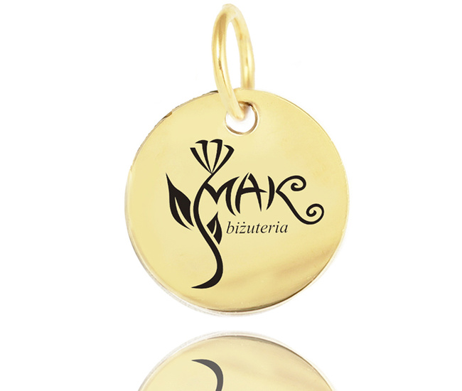 1547 Kółeczko blaszka grawerowana z logo złota stal szlachetna 15 mm Dla firm HURT