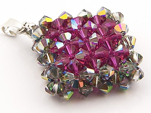 W179 DUŻY VITRAL MEDIUM/ FUCHSIA WISIOREK KRYSZTAŁY SWAROVSKI ELEMENTS