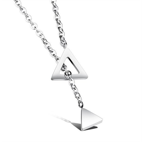 NK599/794 NASZYJNIK stalowy trójkąciki delikatny