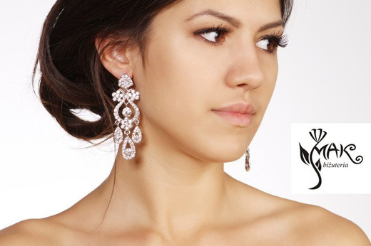 Kpl 656/2 komplet, biżuteria ślubna cyrkonie duże kolczyki