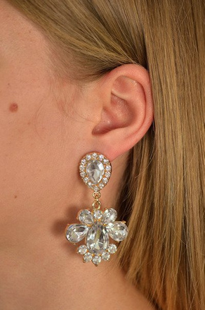 Kol 599/116 kolczyki kryształy złocone z oczkiem krystalicznym