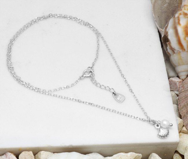 Naszyjnik srebrny 925 muszelka i perłą naturalną1845/3