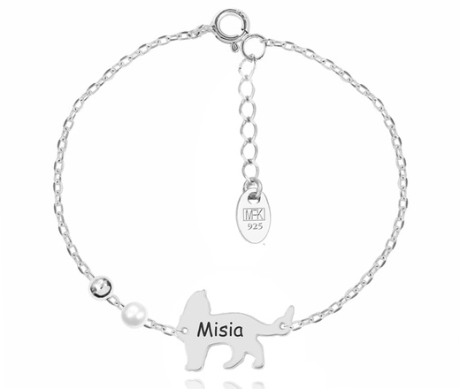 1434 bransoletka srebrna 925 grawerowana kotek