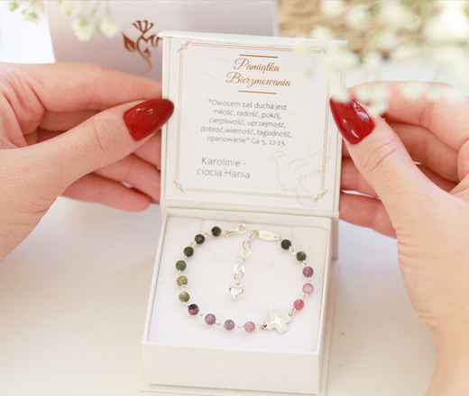 1716/5 bransoletka srebrna 925 różaniec z turmalinami