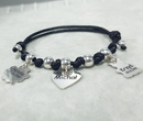 BR925 BRANSOLETKA Z GRAWEREM na sznurku trzy zawieszki