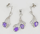 480/212 komplet srebrny fioletowe cyrkonie
