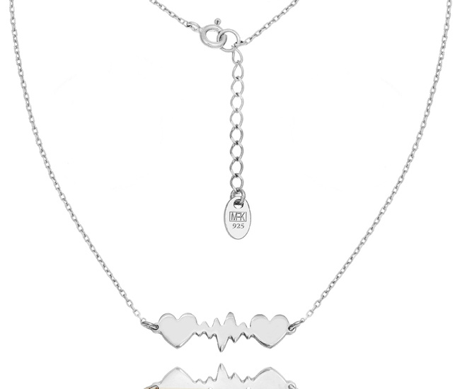 1325/1 naszyjnik z dwoma sercami i linią życia srebrny 925