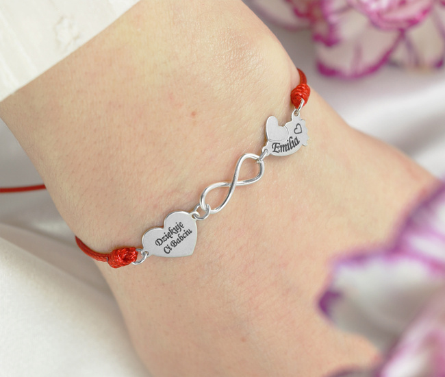 bransoletka s. 925 z grawerem serce stópka 1094