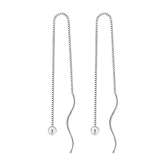 Kol599/831 kolczyki z cyrkonią i długimi łańcuszkami srebrne