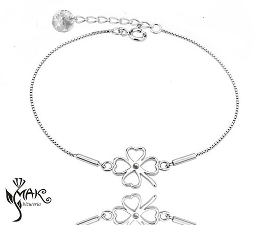 KPL803 koniczynki KOMPLET celebrytka + pudełko z grawerem