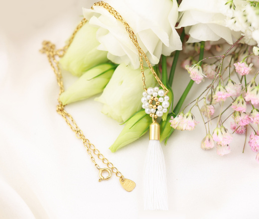 1516 naszyjnik srebrny p925 z perełkami ślubny pozłacany