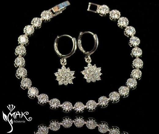 Kpl870 komplet ślubny, biżuteria ślubna z cyrkoniami k599/520 b599/543