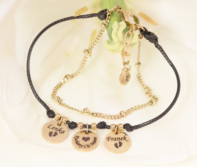 1527 bransoletka grawerowana złota Dzień Mamy