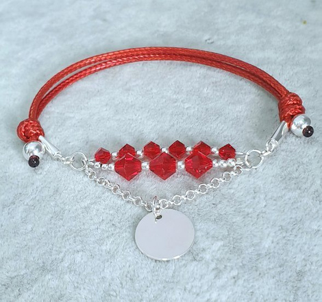 1201 Bransoletka z grawerem kryształów SWAROVSKI ELEMENTS czerwona